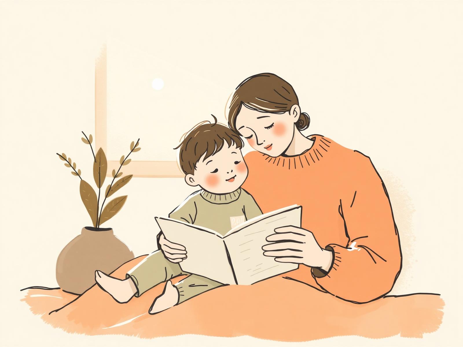 A parent and toddler reading together